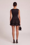 Faux Suede Ruffle Tiered Dress