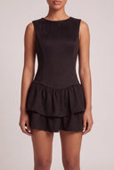 Faux Suede Ruffle Tiered Dress