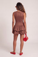 Faux Suede Ruffle Tiered Dress