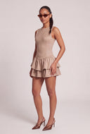 Faux Suede Ruffle Tiered Dress