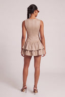Faux Suede Ruffle Tiered Dress