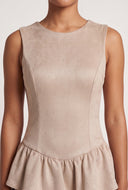 Faux Suede Ruffle Tiered Dress