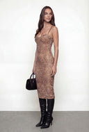 Mesh Rhinestone Leopard Bustier Dress