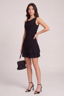 Ruched Tiered Ruffle Mini Dress