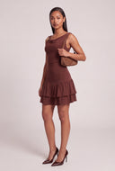 Ruched Tiered Ruffle Mini Dress