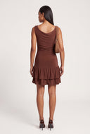 Ruched Tiered Ruffle Mini Dress