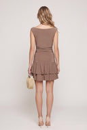 Ruched Tiered Ruffle Mini Dress