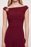 Ruched Tiered Ruffle Mini Dress