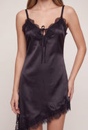 Lace Trim Satin Asymmetrical Dress