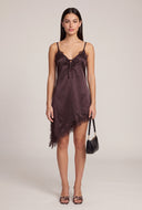Lace Trim Satin Asymmetrical Dress