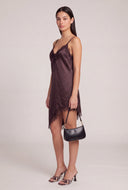 Lace Trim Satin Asymmetrical Dress
