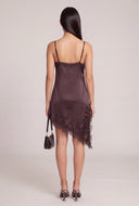 Lace Trim Satin Asymmetrical Dress