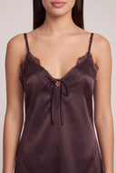 Lace Trim Satin Asymmetrical Dress
