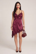 Lace Trim Satin Asymmetrical Dress