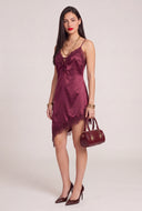 Lace Trim Satin Asymmetrical Dress