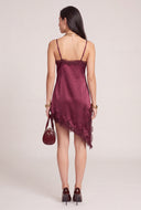 Lace Trim Satin Asymmetrical Dress