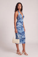Patterned Halter Plunge Dress