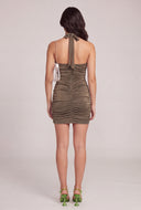 Mesh Plunge Halter Dress
