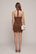 Mesh Plunge Halter Dress