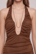 Mesh Plunge Halter Dress