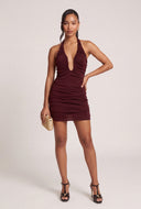 Mesh Plunge Halter Dress