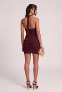 Mesh Plunge Halter Dress
