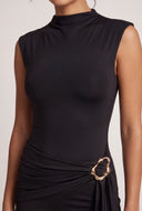 Asymmetrical Sash Front Dress