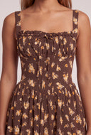 Patterned Corset Bodice Mini Dress