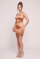 Satin Lace Up Back Dress