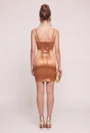 Satin Lace Up Back Dress