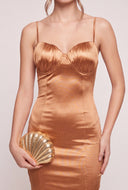 Satin Lace Up Back Dress