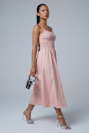 Poplin Smocked Midi Dress