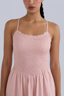 Poplin Smocked Midi Dress