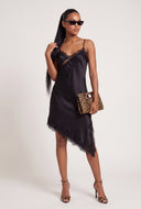 Satin Asymmetrical Midi Dress