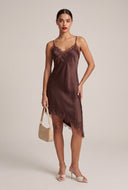 Satin Asymmetrical Midi Dress