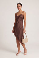 Satin Asymmetrical Midi Dress