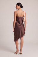 Satin Asymmetrical Midi Dress