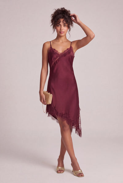 Satin Asymmetrical Midi Dress