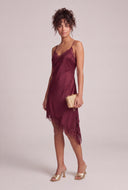 Satin Asymmetrical Midi Dress