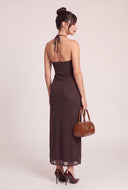 Sequin Mesh Halter Maxi Dress
