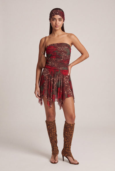 Patterned Strapless Romper with Headband