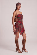 Patterned Strapless Romper with Headband