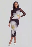 Floral Mesh Keyhole Back Maxi Dress