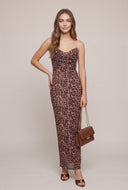 Leopard Print Cowl Neck Maxi Dress