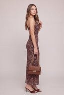 Leopard Print Cowl Neck Maxi Dress