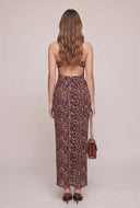 Leopard Print Cowl Neck Maxi Dress