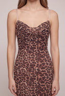Leopard Print Cowl Neck Maxi Dress