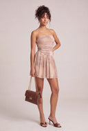 Printed Mesh Strapless Dress