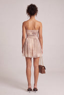 Printed Mesh Strapless Dress