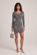 Patterned Cutout Back Mini Dress